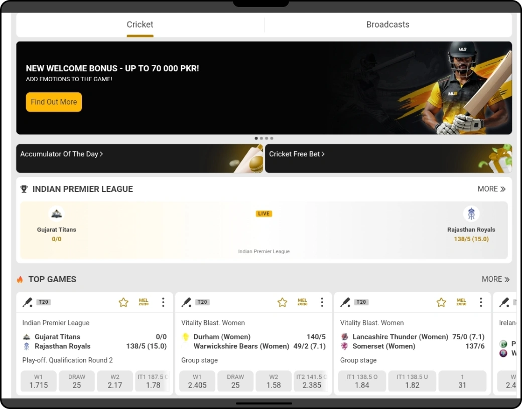 Cricket Betting in Pakistan - Melbet Pakistan