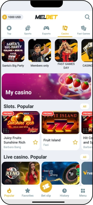 Sports Betting and Casino Features in the App - Melbet Pakistan